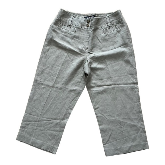 Kasper Women's Pants Linen Blend Straight Leg‎ Capri Size 8 Light Brown Beige - Picture 1 of 6